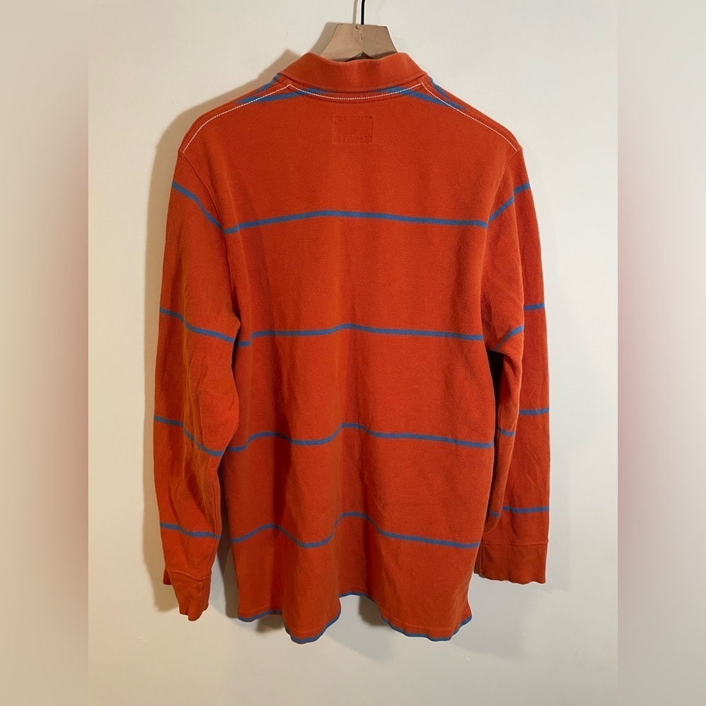 VTG American Eagle Long Sleeve Rugby Polo Orange Srtripe Y2K The Eagle Polo XL - Picture 4 of 8